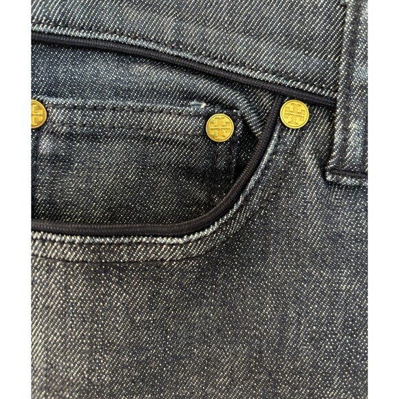 TORY BURCH Jeans Womens Sz 28 Blue Denim Cropped, Piped‎ Jean Frayed Bottoms - Picture 2 of 10